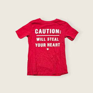 Carter's Kid "Caution Will Steal Your Heart" V-Day Short Sleeve Shirt 8